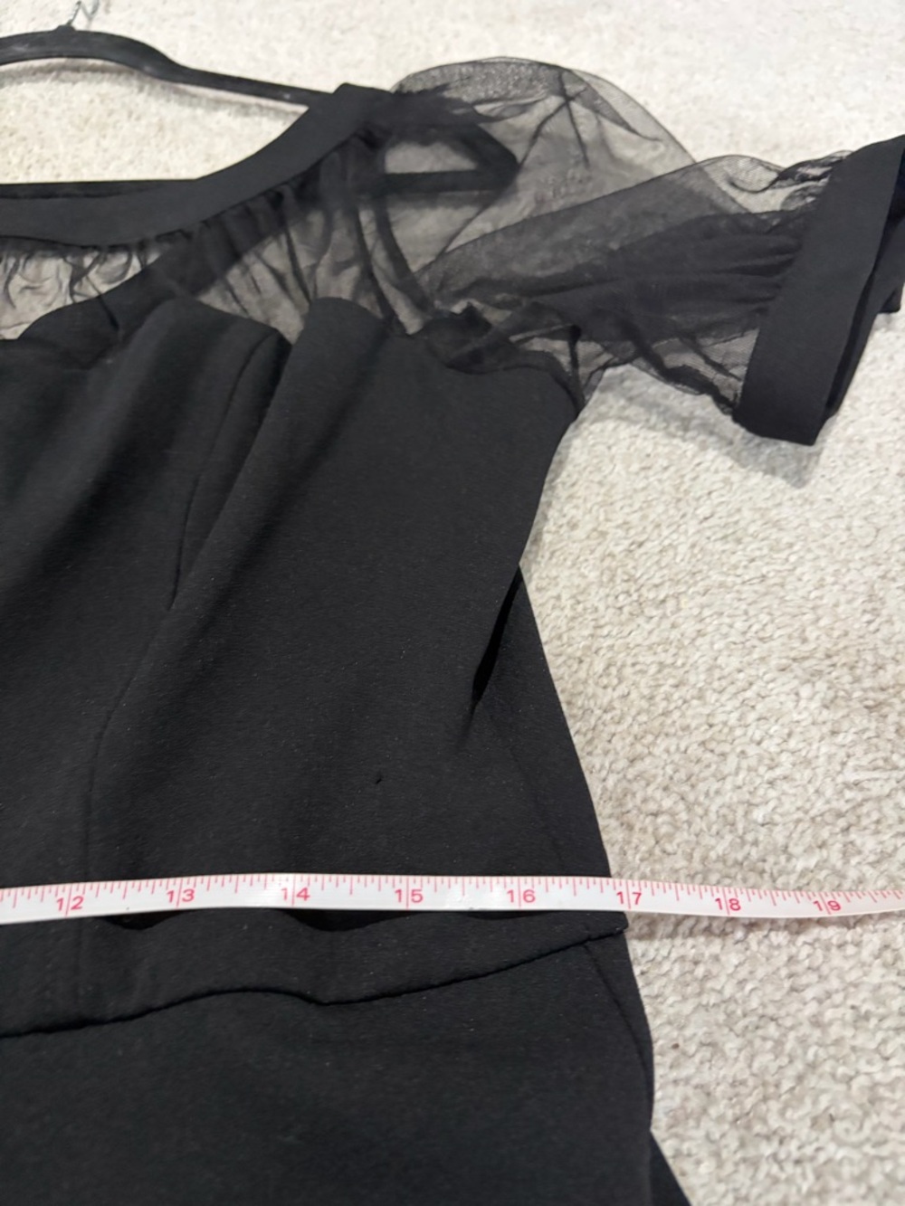 Maggy London Dress, Black Sheer Mesh Yoke Fit & Flare Dress, Women’s Size 14 - Picture 7 of 11